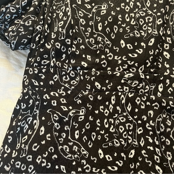 Ted Baker London Black Abstract Cat Mini Dress, Size 2 - Picture 3 of 12